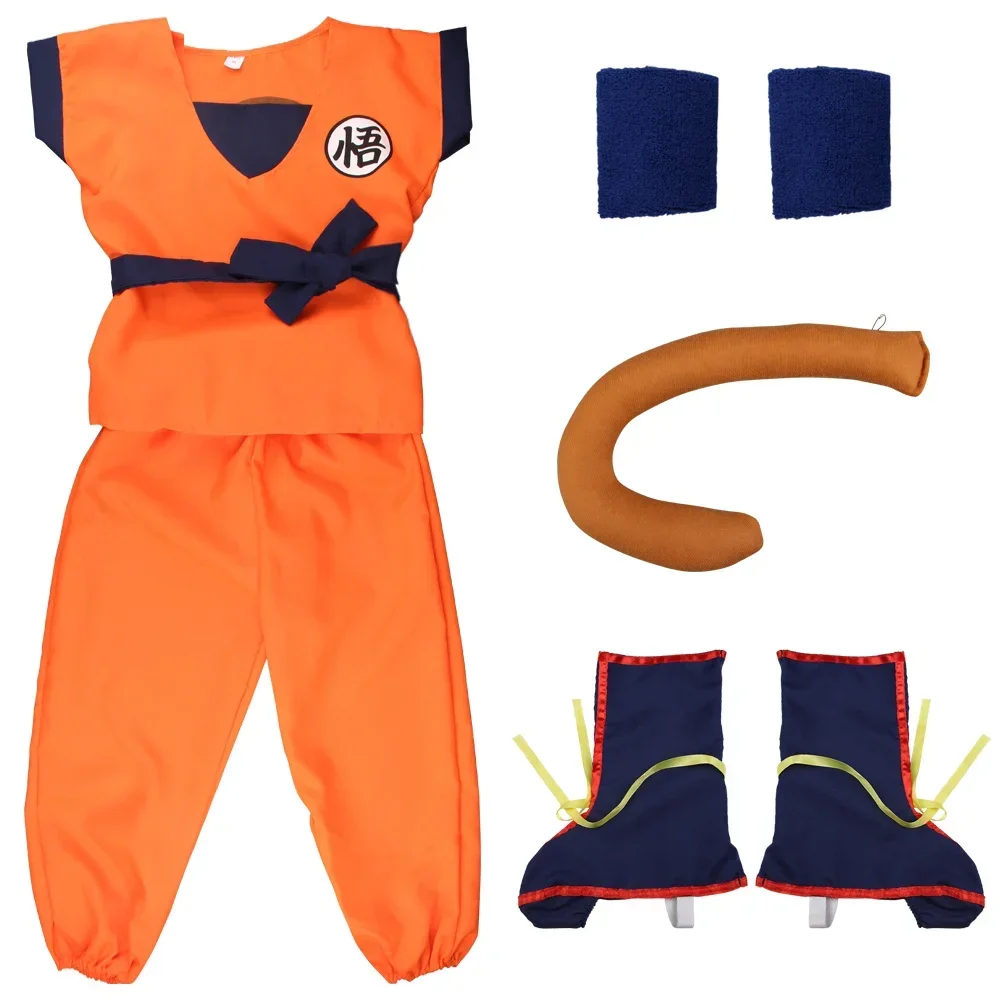 Dragon Warrior Anime Costume with Tail and Wig - Blue and Gold Design for Halloween and Parties