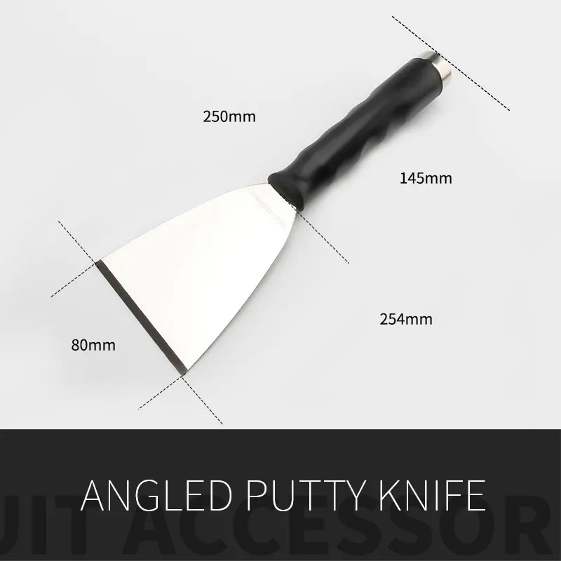 High Quality 1Pcs Stainless Steel Oblique Blade Scraper 250mm Length Putty Knife with Plastic Handle 2