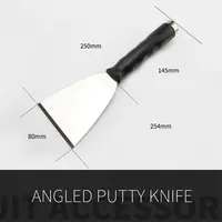 High Quality 1Pcs Stainless Steel Oblique Blade Scraper 250mm Length Putty Knife with Plastic Handle 2