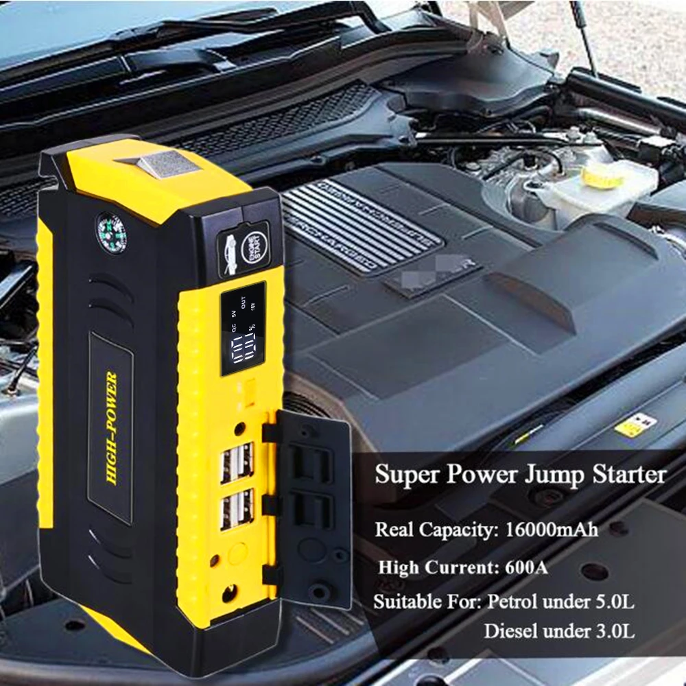 GKFLY High Power 16000mAh Car Jump Starter 12V Starting Device Power Bank Petrol Diesel Car Battery Booster Charger Starter