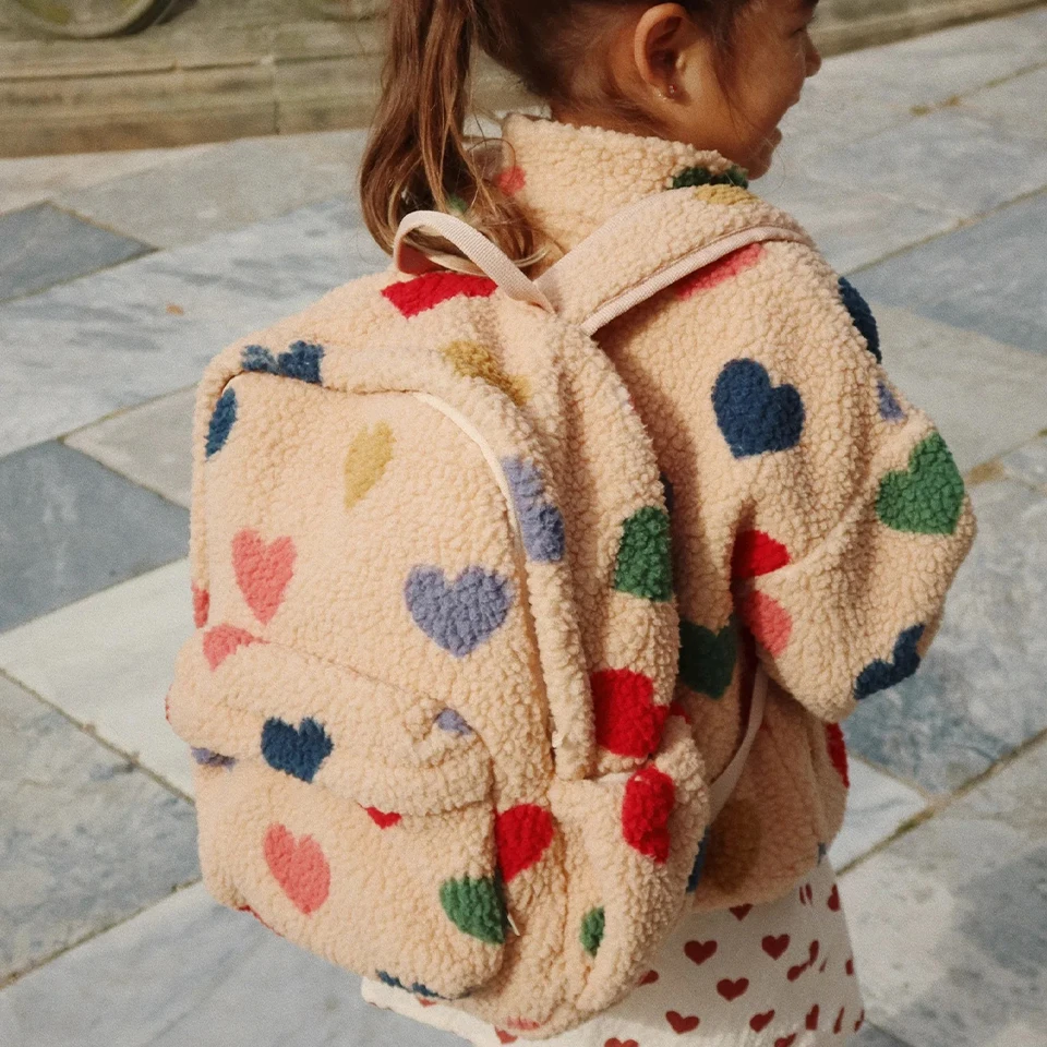 Zaino in Pile di Agnello per Bambini 2026 KS, Borsa per Scuola Primaria, Asilo, Regalo per Ragazzi e Ragazze, Borsa da Viaggio, Borsa per Mamme - immagine 2