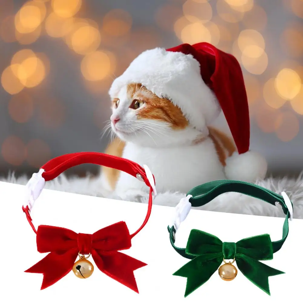 Colorful Pet Collar One Size Easy-wearing Velvet Exquisite Bow-knot Style Pet Cat Collar with Bell Cat Decorative