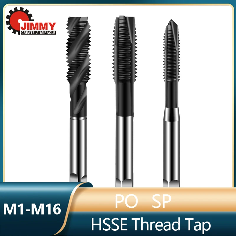 JIMMY CNC Mechanical Tap HSS-E M35 Cobalt Spiral Metric Thread Tap M1-M24 Machine Plug Threading Tool Drill Bit