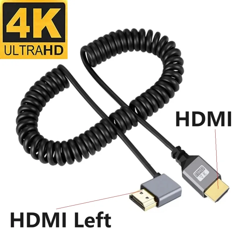 HDMI Cable 4K HDMI Spring Cable Male to Male Left Right up Down Mini Micro hdmi Coiled Extension Flexible Spiral Cable Plug