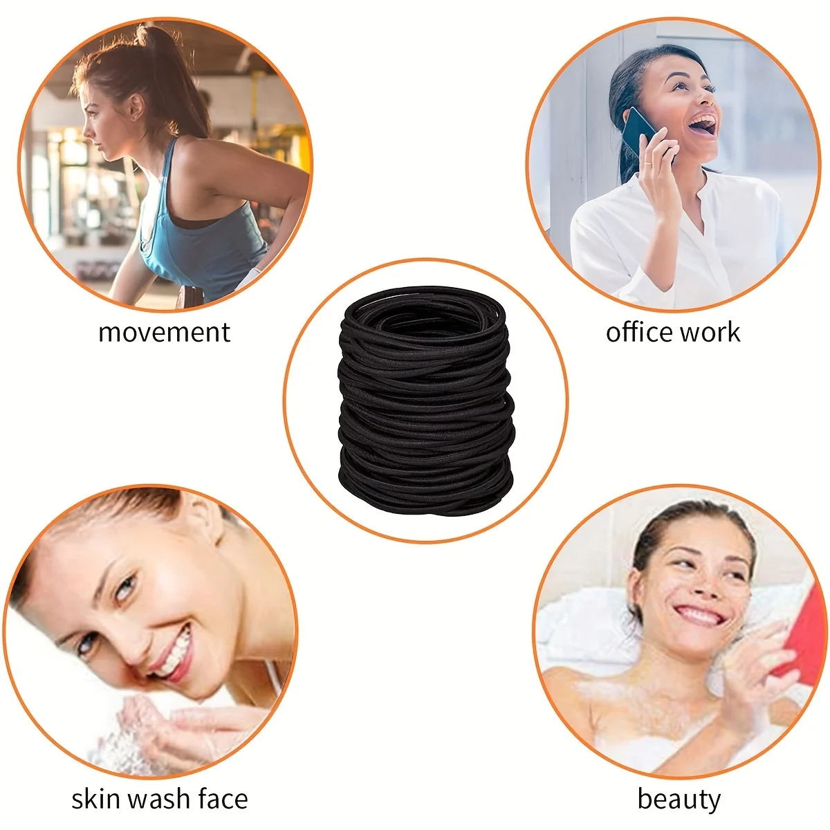 20/30/50/100 Stück Damen-Haaraccessoires, Schwarze Einfache Mädchen-Haargummis, Langlebige Haarringe, Lässige Pferdeschwanz-Haarschleifen – Detail 5