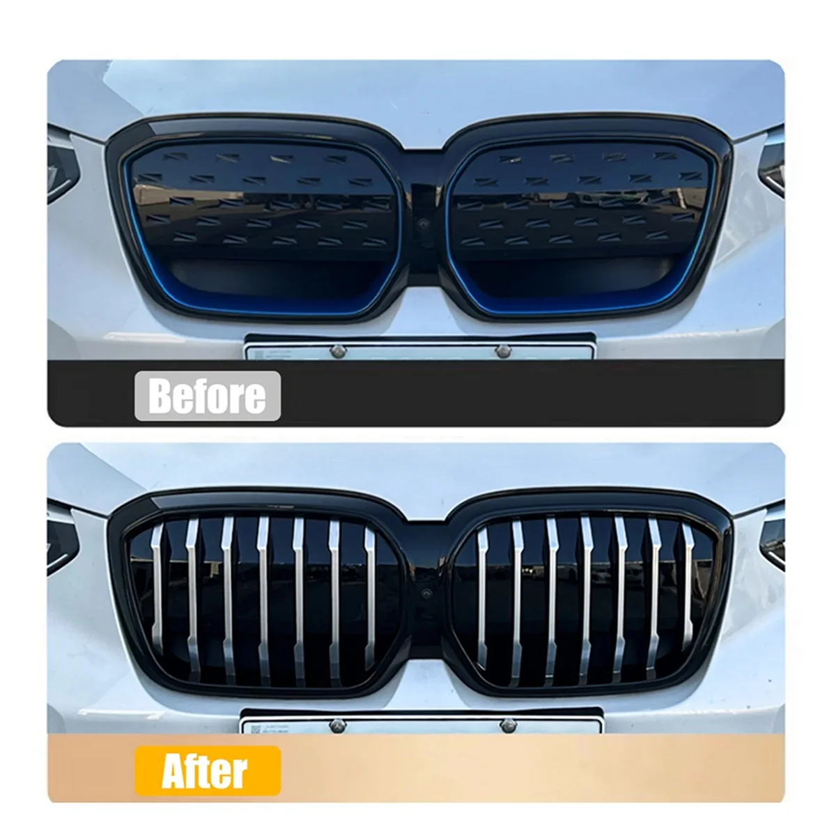 Silver Front Bumper Kidney Grill for BMW G08 IX3-M Style Air Intake Grille Car Racing Grilles Body Kit