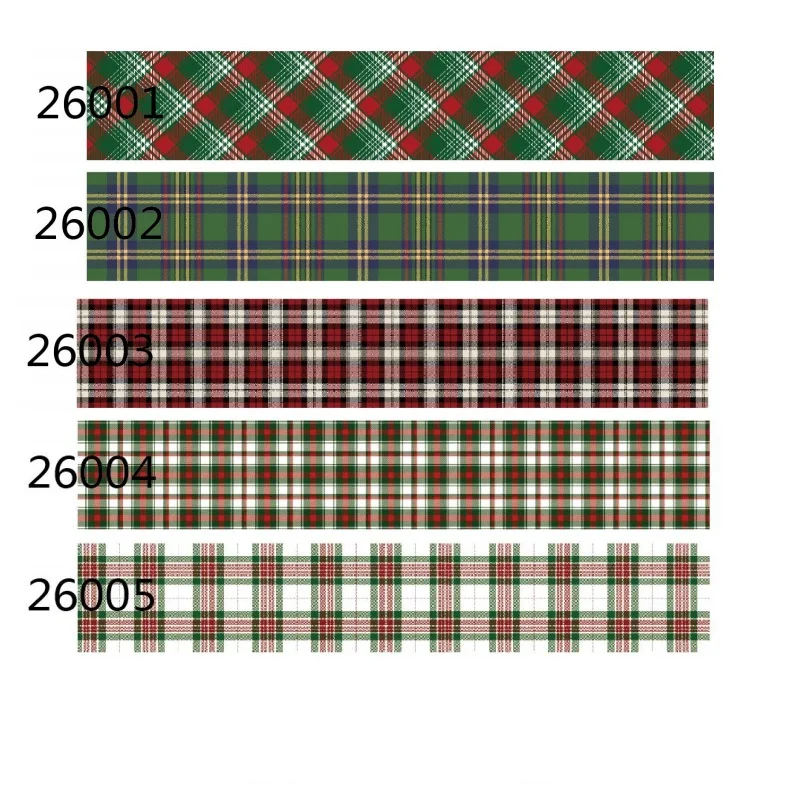 

(50yards) Red and Green Plaid Printed Grosgrain Ribbon for Hairbows Sewing Handmade Materials