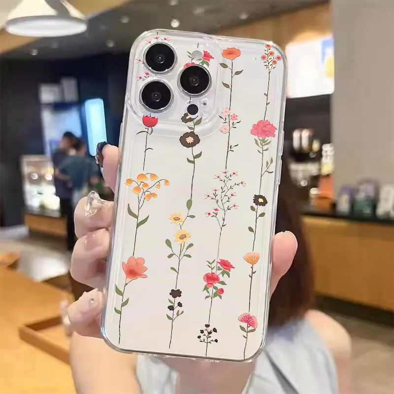Clear Floral TPU Phone Case Cover - Elegant Flower Design