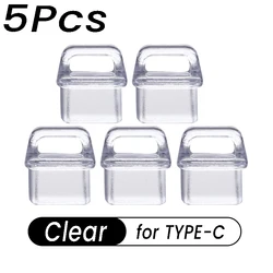 Universal Soft USB - C Port Cover with Easy Grip Dustproof Plugs (5PCS Clear A)
