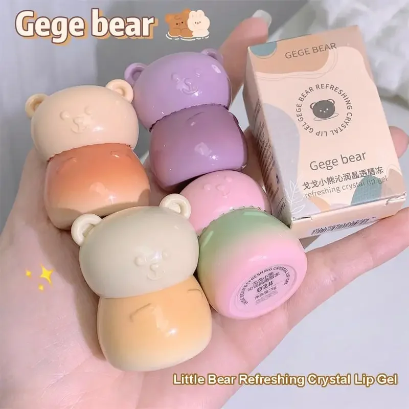 Little Bear Crystal Frozen Strawberry Glossy Lip Glaze Mirror Whitening Nude Doodle Lip Cosmetici Per Il Trucco Coreano Rossetti