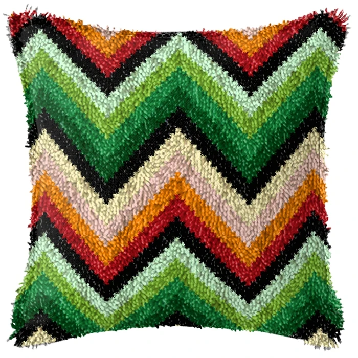Retro Geometric Latch Hook Cushion Kits Pillow Case Crochet Crafts Yarn For Love & Heart Embroidery Cushion Sofa Bed Cover