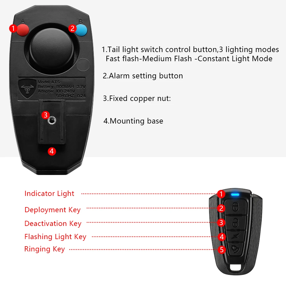120dB Bicycle Burglar Alarm Taillight Smart Brake Sensor Wireless Waterproof Remote Control USB Charging Bike Rear Light Horn bicycle alarm