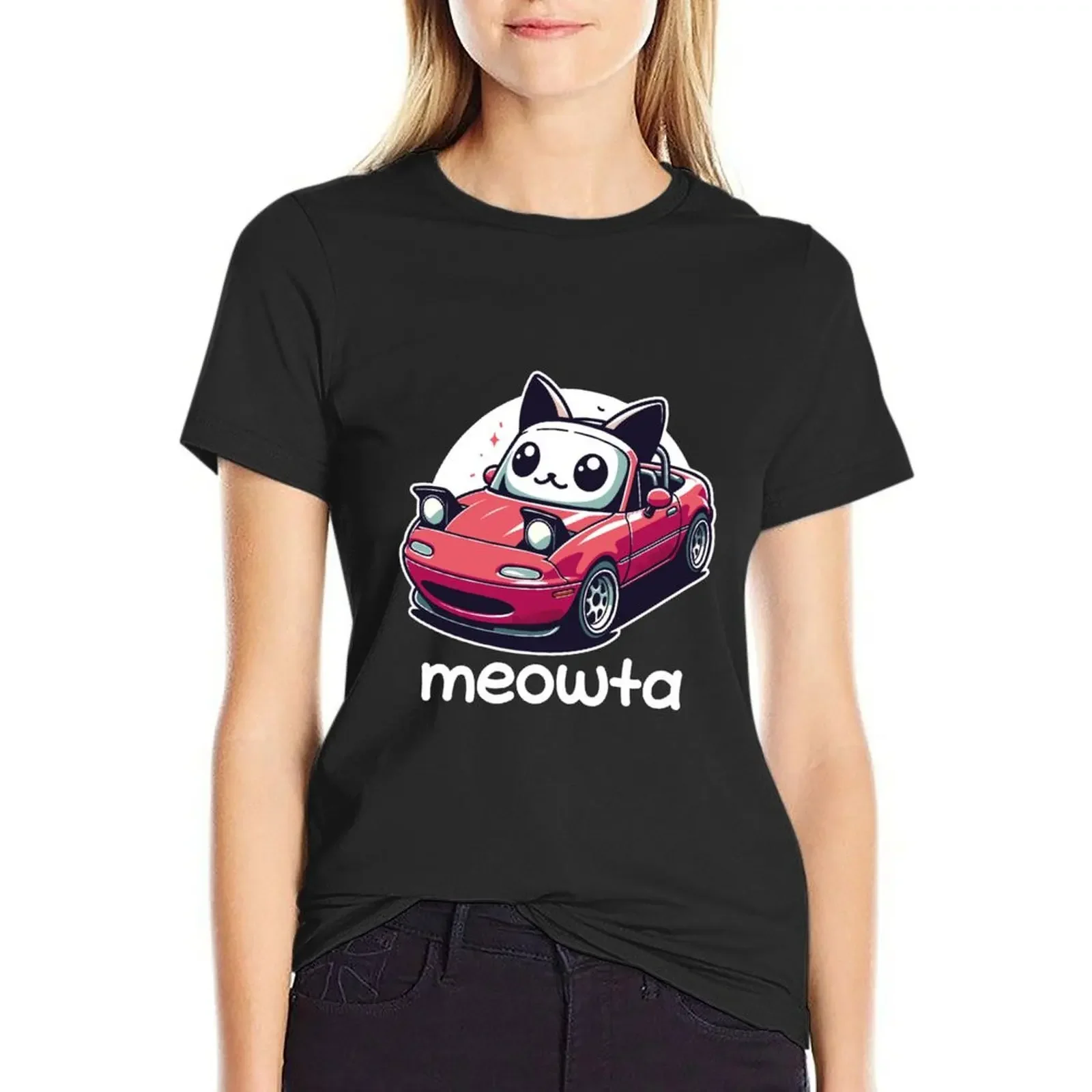 

Cute Miata Designed As A Cat T-shirt Female clothing animal print shirt for girls tshirts woman