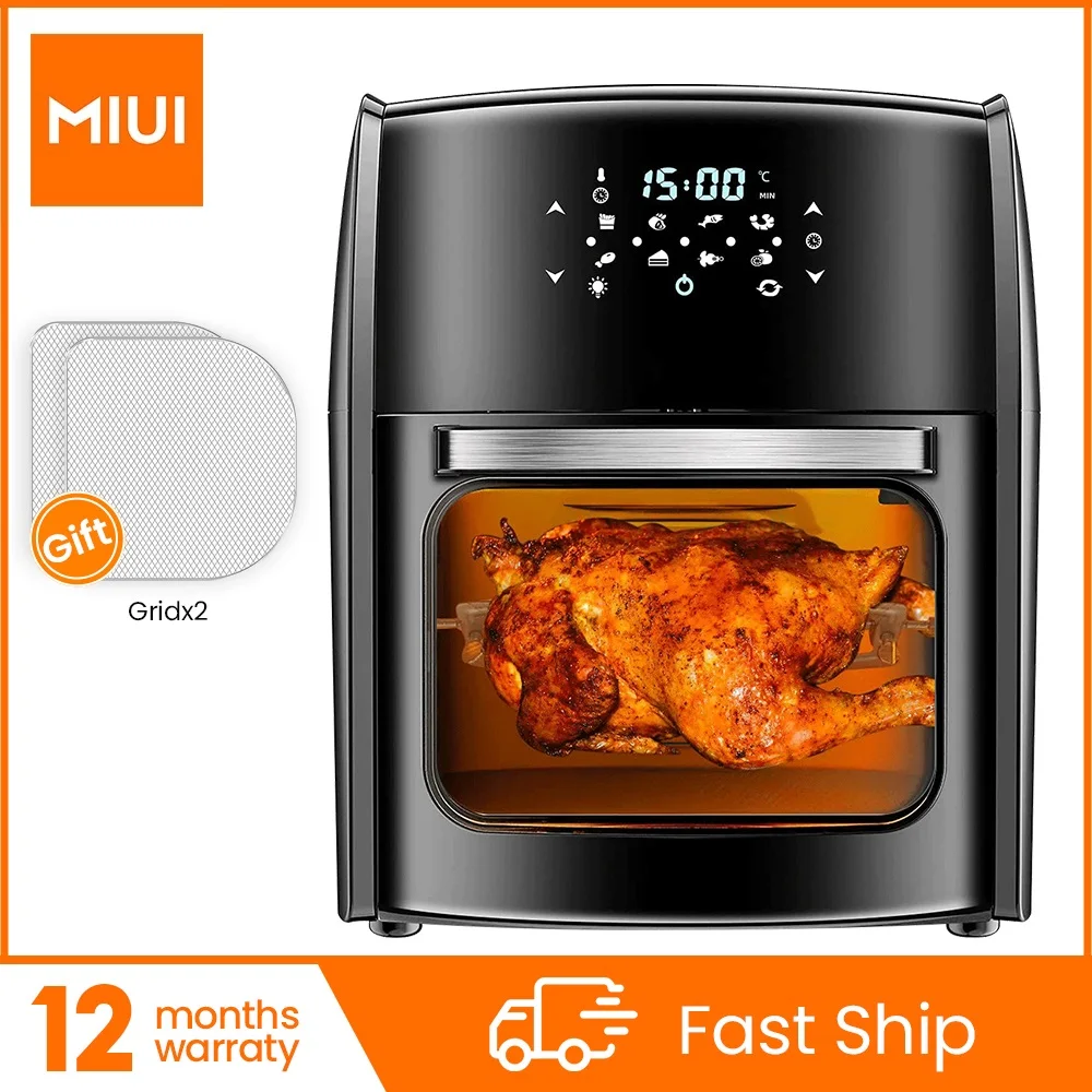 MIUI 10L/12.7QT Electric Air Fryer Oven MI-CYCLONE Rotisserie Dehydrator LED Large Capacity Chicken Frying Machine 5in1 1