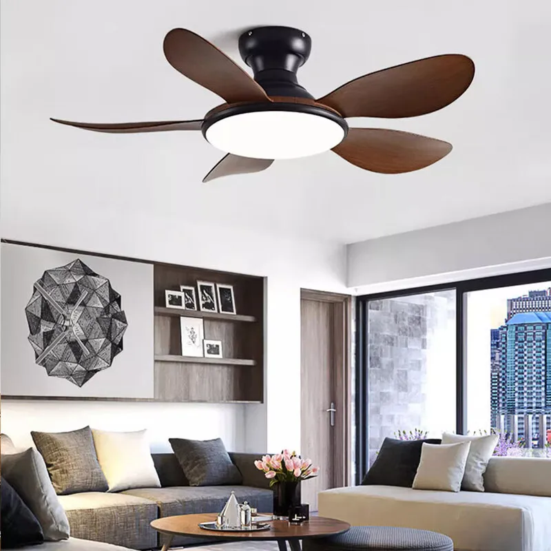 42 52 Inch Ceiling Fan Remote Control Dimming 6 Speech 5 Fan Blade Low Noise Iron ABS Ventilator for Cate Bedroom Dining Room