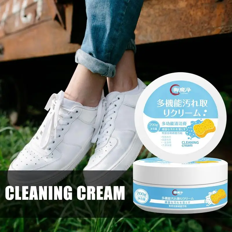 

White Shoes Cleaning Cream Rinse Free Cleaner White Sneaker Stains Remover Shoes Whitening Cream Stains Remover For White Shoes