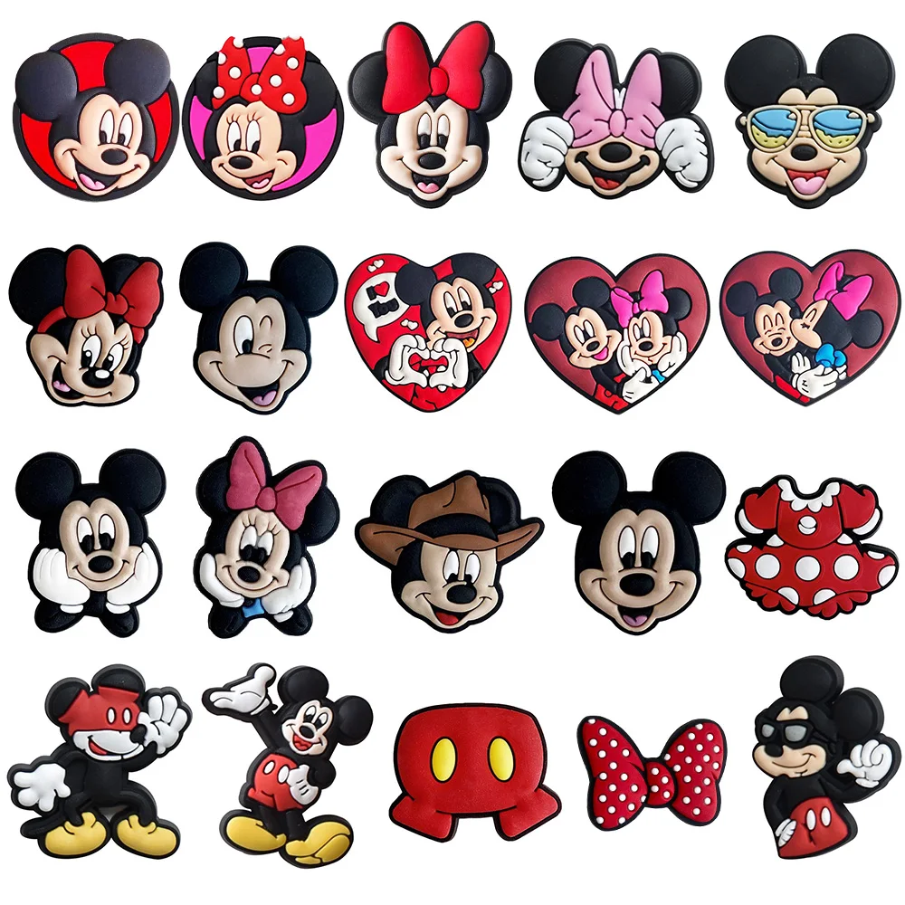 

1Pcs Disney Jibz Cute Mickey And Minne PVC Croc Shoes Charms Cartoon Sandals Shoe Accessories For Clogs Pins Decorate Kids Gifts