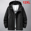 Black Windbreak Cargo Jacket Men Hooded Coat Plus Size 12XL Fashion Casual Solid Color Jackets Big Size 12XL Coats Male 1