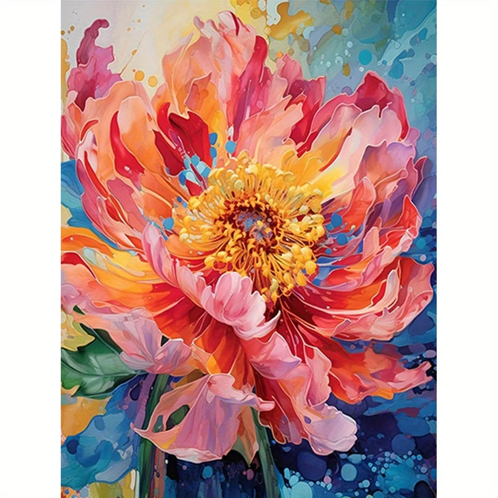 Dipinto a Numeri Fai da Te: Peonia su Tela, Decorazione Murale per Sala Giochi o Soggiorno, Regalo Artigianale Fai da Te Senza Cornice