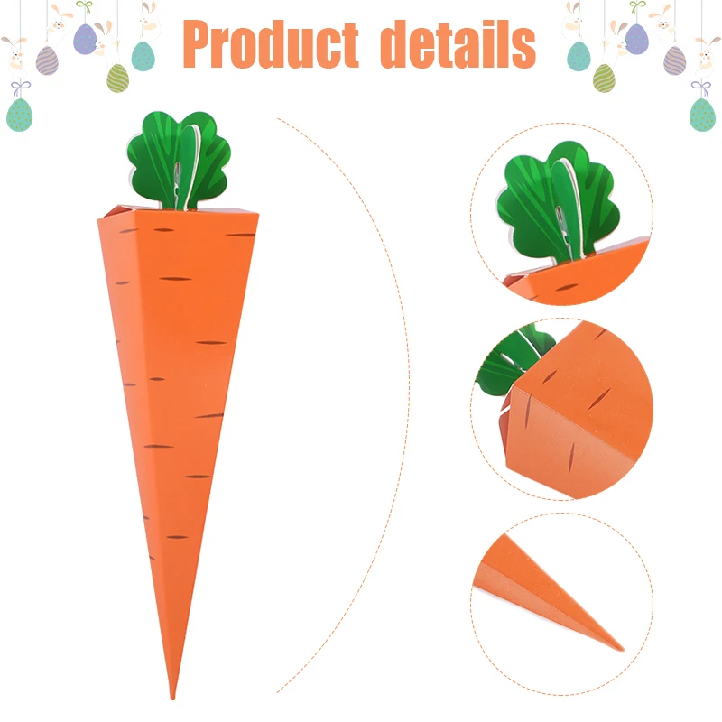 12 stücke Ostern Karotte Papier Candy Box Hase Kaninchen Cookie Snack Verpackung Taschen Frühling Ostern Party Dekoration Kinder Geburtstag Gefälligkeiten – Detail 10