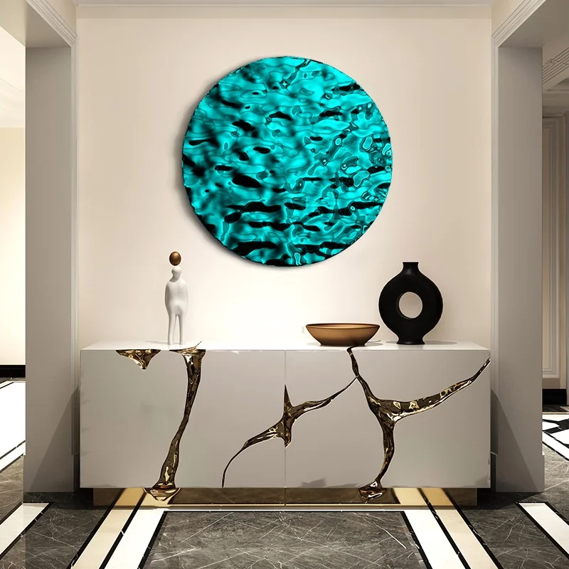 Round Corrugated Mirror Metal Background Wall Decoration, Stainless Steel Pendant, Living Room, Bedroom, Villa Wall Decoration 4
