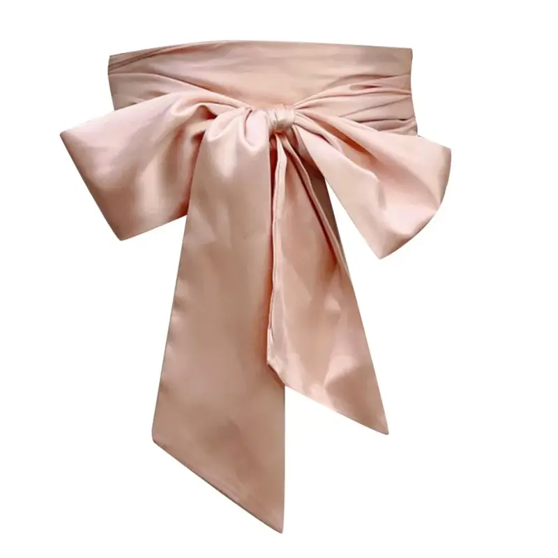 Satin Silk Bow Corset Waist Belt Wide DIY Bowknot Fabric Ribbon Cummerbunds Decorative Waist Cover For Women Lady Girl Bridal - Image 24