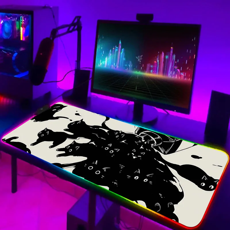 

Rgb Cats Mouse Pad Xxl Laptop Mat Gaming Mousepad Home Office Setup Backlit Keyboard Large Mouse Mat Anime Desk Mat Pc Gamer