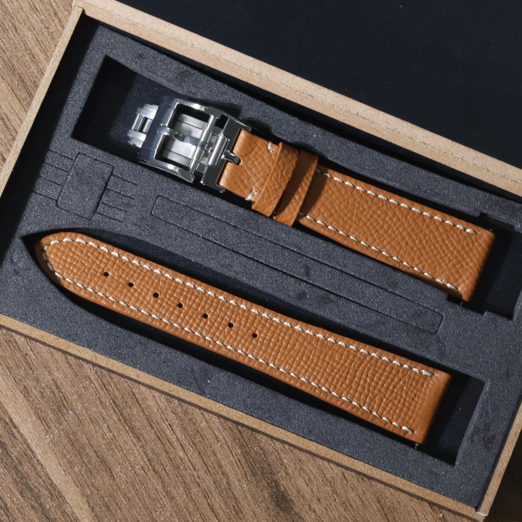 Handmade Genuine Epsom Slim Leather Watch Strap - Universal Fit 18mm to 22mm