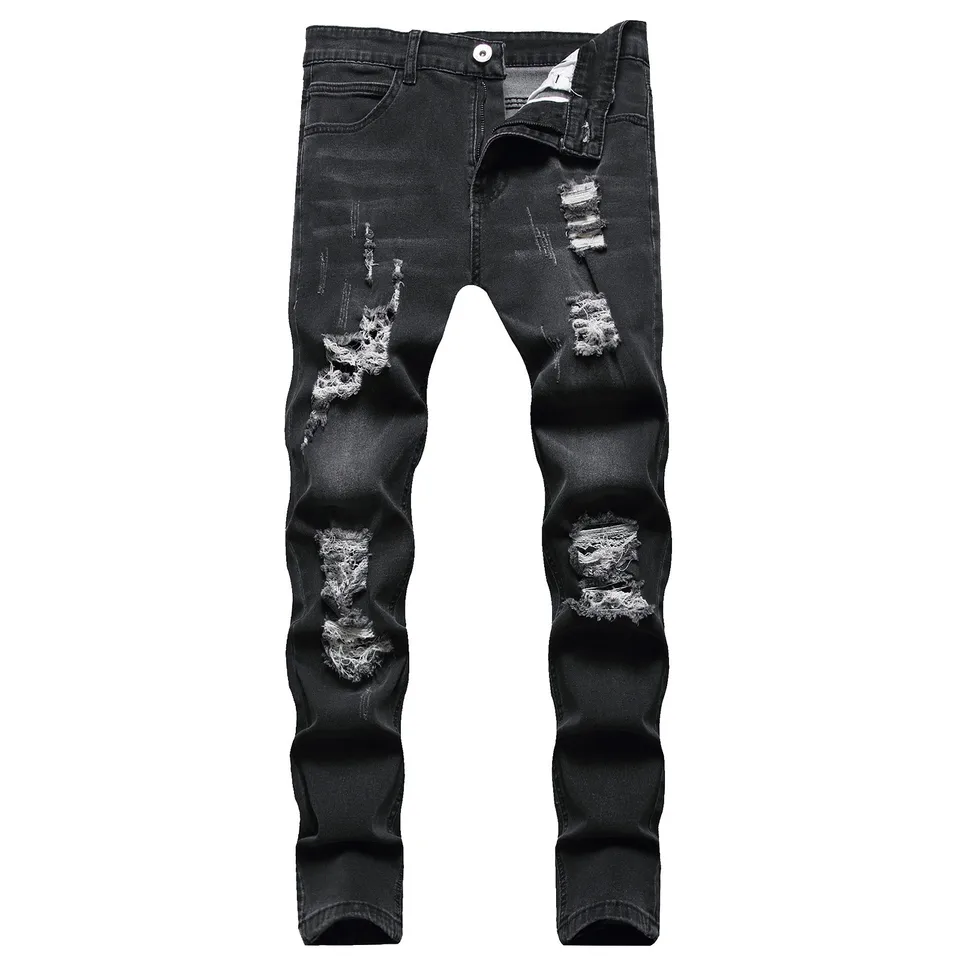 Mens Slim Fit Ripped Denim Jeans for Stylish Comfort