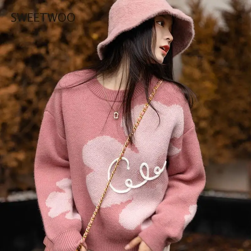 

Spring Sweater Women 2022 Autumn Winter Thick Loose Pullovers Letter Printed Female Clothing Fashion Tide Chic Slim Contracted
