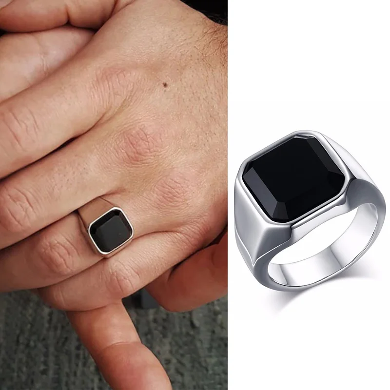 POVANDER Men's Stainless Steel Yin Yang Ring With Tiger Eye Gemstone – Oval Signet Band, Spiritual Amulet Design - View #2