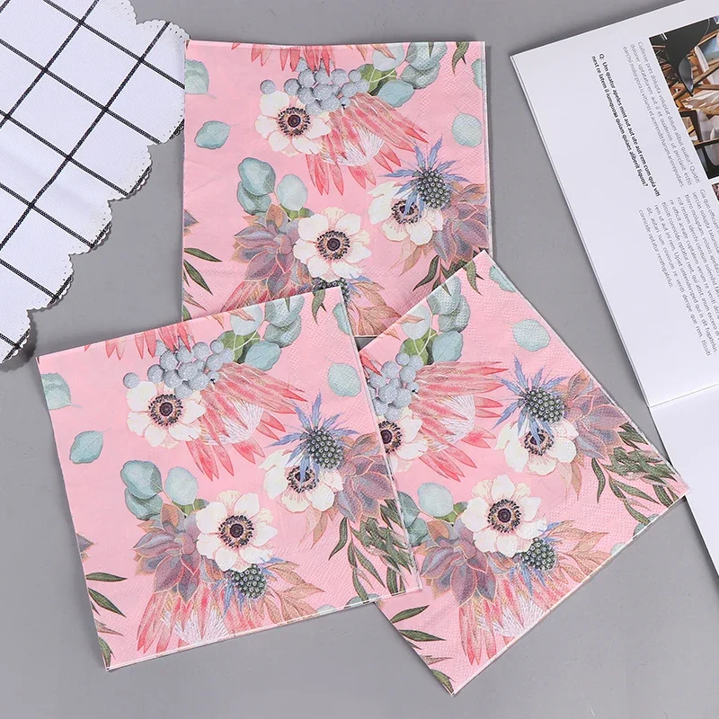 Printed Paper Napkin Square Western Food Mat Hotel Restaurant Draw Party Emperor Flower 20pcs/pac 2-Ply