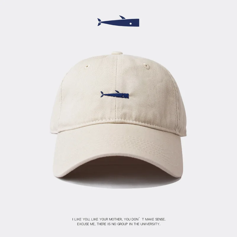 

Casual Men Embroidered Baseball Caps Korean Simple Fish Embroidery Women Hip Hop Cap Summer Breathable Adjustable Sun Hat