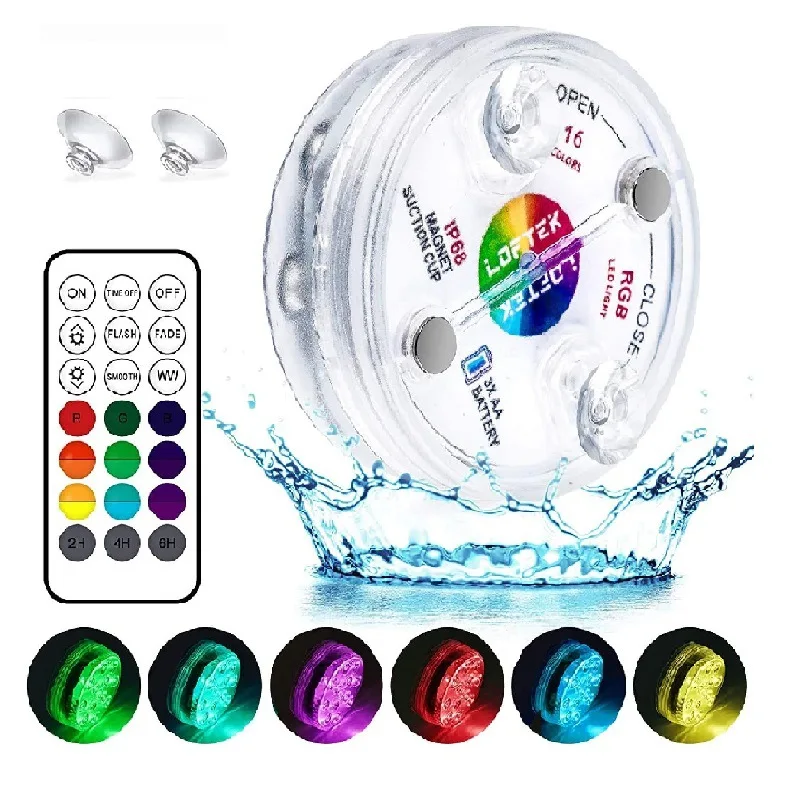 Description Picture 2 of itemWireless RF Swimming Pool Light IP68 Waterproof Fountain Landscape Light RGB with Magnetic Suction Diving Light Garden Lighting