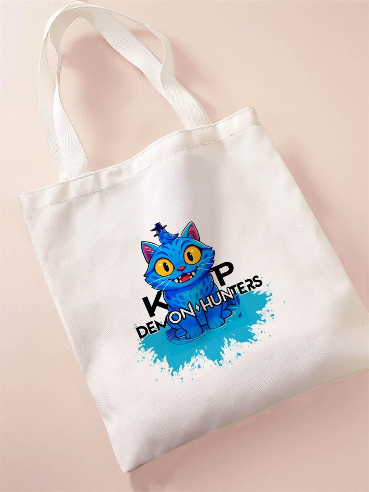 Cartoon printed casual handbag, reusable fashionable backpack, multifunctional handbag, canvas shopping bag