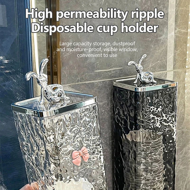 Paper Cup Dispenser Glacier Textured Cup Holder Wall-Mounted Kitchen Automatic Cups Dispenser Dustproof Paper Cups Storage Rack