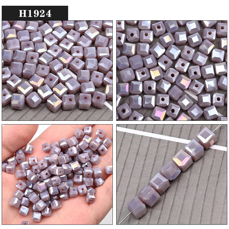 Cezch 8mm Cube Glas Perlen Einfarbig Galvanisieren Kristall Perlen Faceted Spacer Lose Perlen für Halskette Ohrring Schmuck Machen – Detail 28