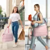 Gym Bag for Women Sports Travel Duffel Bag with USB Charging Port Weekender Overnight Bag with Wet Pocket and Shoes Compartment 6