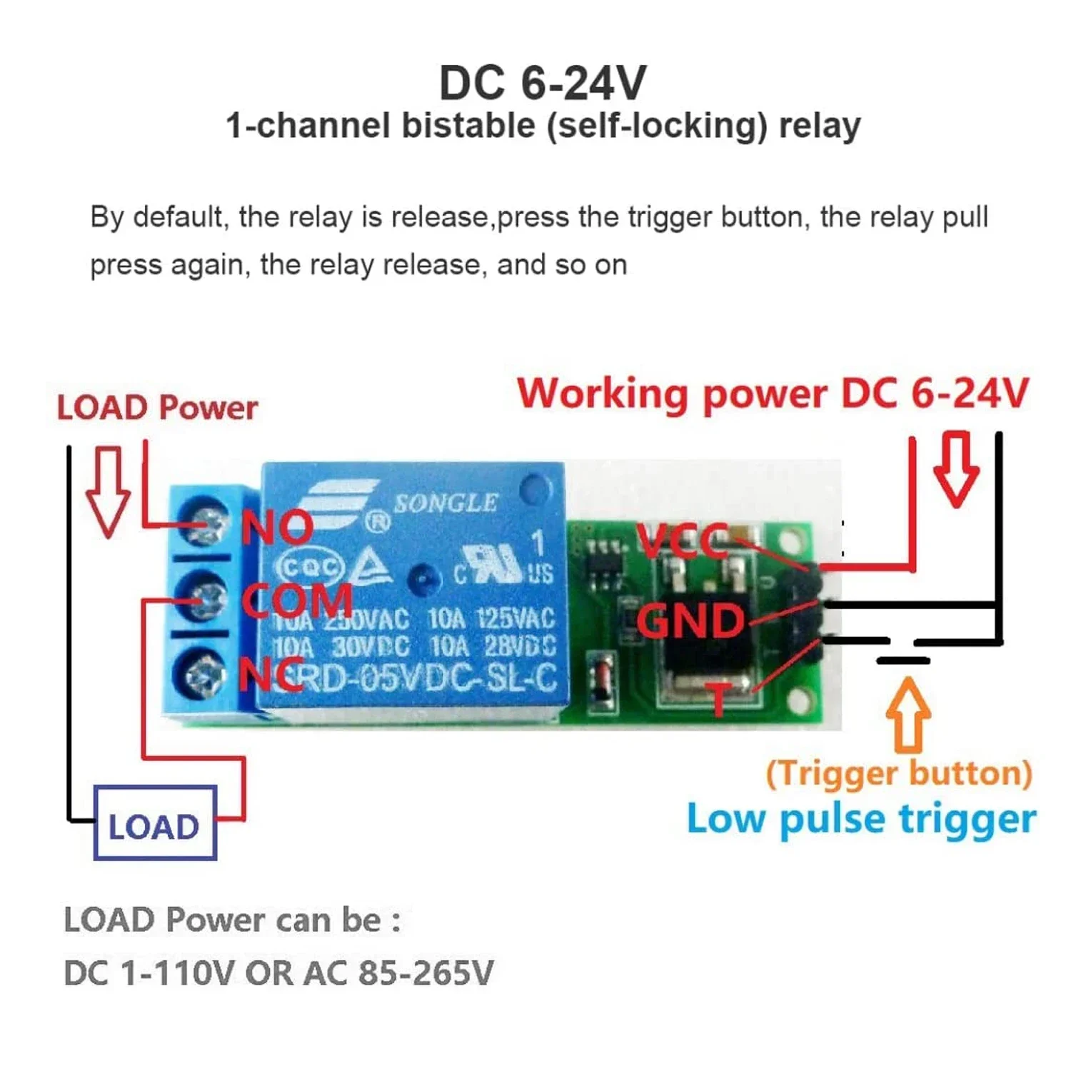ERYUE 4-Kanal Relaismodul 6-24VDC - Flip Flop Low-Impuls Für Elektronik