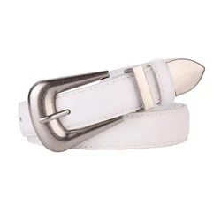 Burgundy Genuine Leather Women's Belt with Gold Buckle - Luxurious Casual Fashion Accessory - 100cm (White  B)