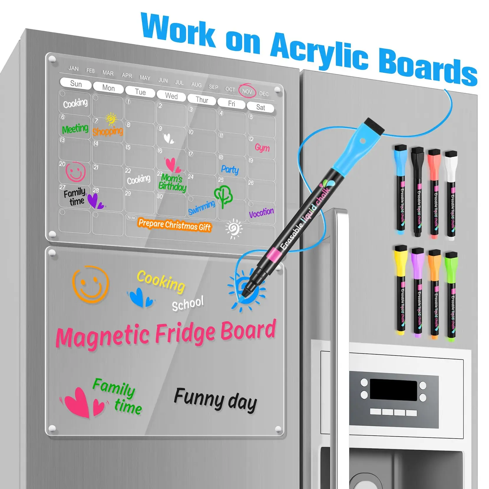 마커 8개, 생생한 색상의 분필 마커, 물로 지울 수 있는 마커, 8개입, 미술 프로젝트, 메뉴판, 교실 교육용