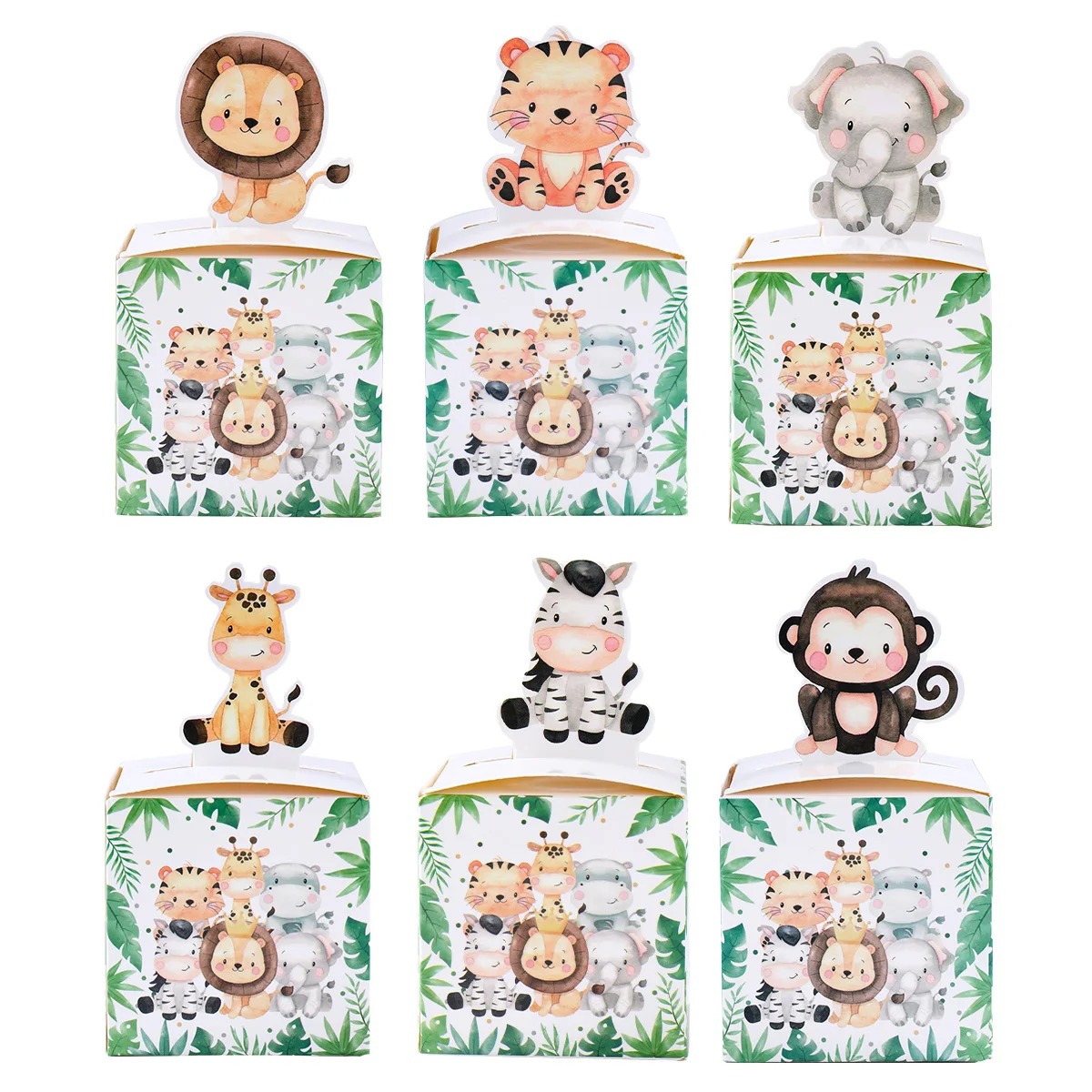24PCS Jungle Safari Animal Candy Boxes, Cute Paper Gift Packaging for Kids Birthday Par... - SKU CGB01114 - UGI Packaging