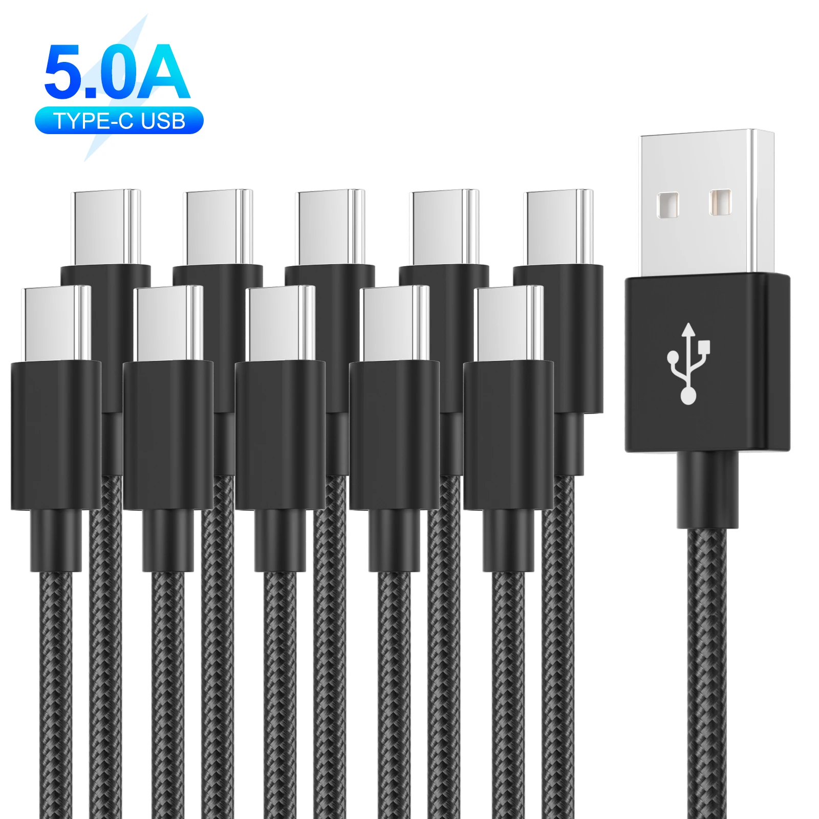 10 Pack5A Type C Cable For Samsung S20S10 Plus Fast Charger Charging Cable For Huawei P60 P40Pro Xiaomi Mobile Phone USBC Cable
