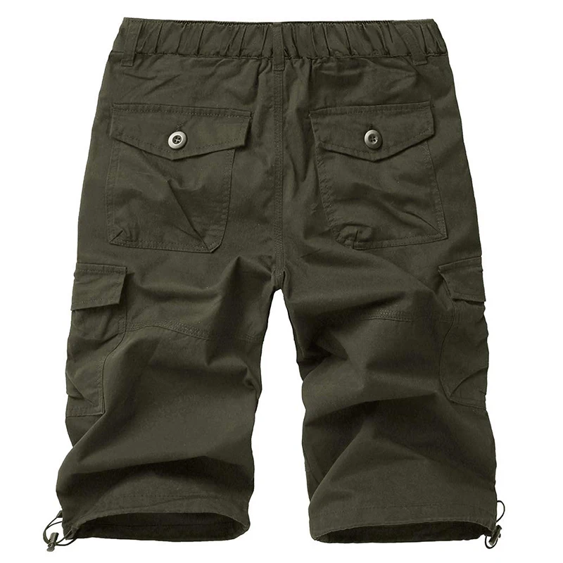 EKLENTSON Herren-Wandershorts, mehrere Taschen, elastische Taille, Cargo-Shorts, Sommer, Camping, Reisen, männliche Outdoor-Shorts, ohne Gürtel – Detail 15