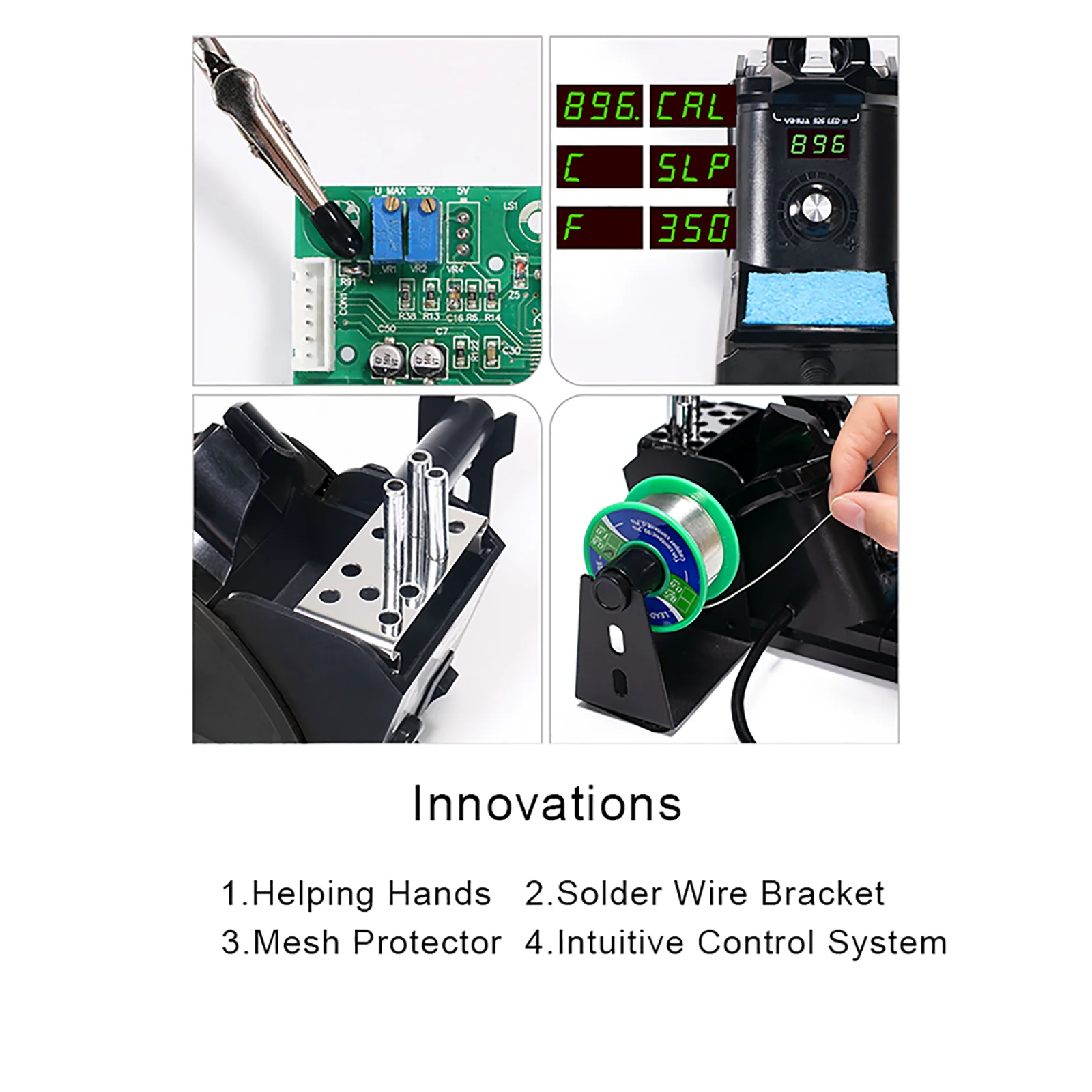 926LED-III Digital Soldering Station 194-896°F PID Fast Heating Helping Hands So