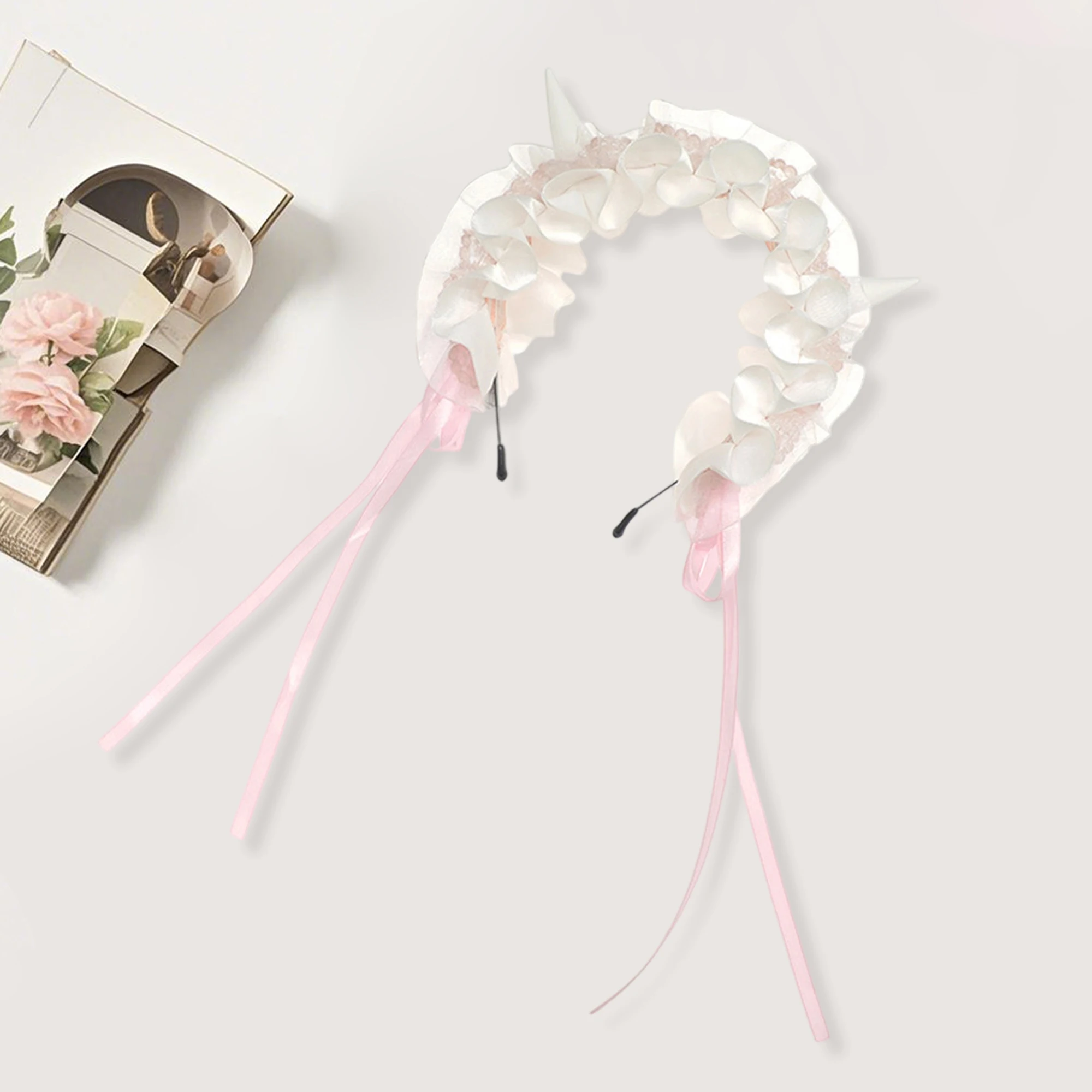 Lace Halloween Headgear Goth Devil Horn Headband Costume Accessory for Women and Girls