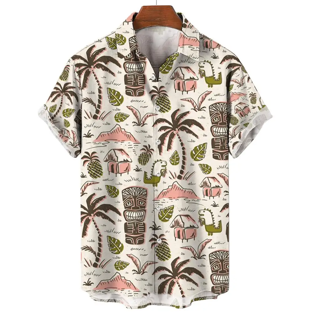 Coconut Tree Shirt For Men3d Printed Men's Hawaiian Beach Short Sleeve Casual Tops Tee Shirts Man Clothing Blouse Camisa 2