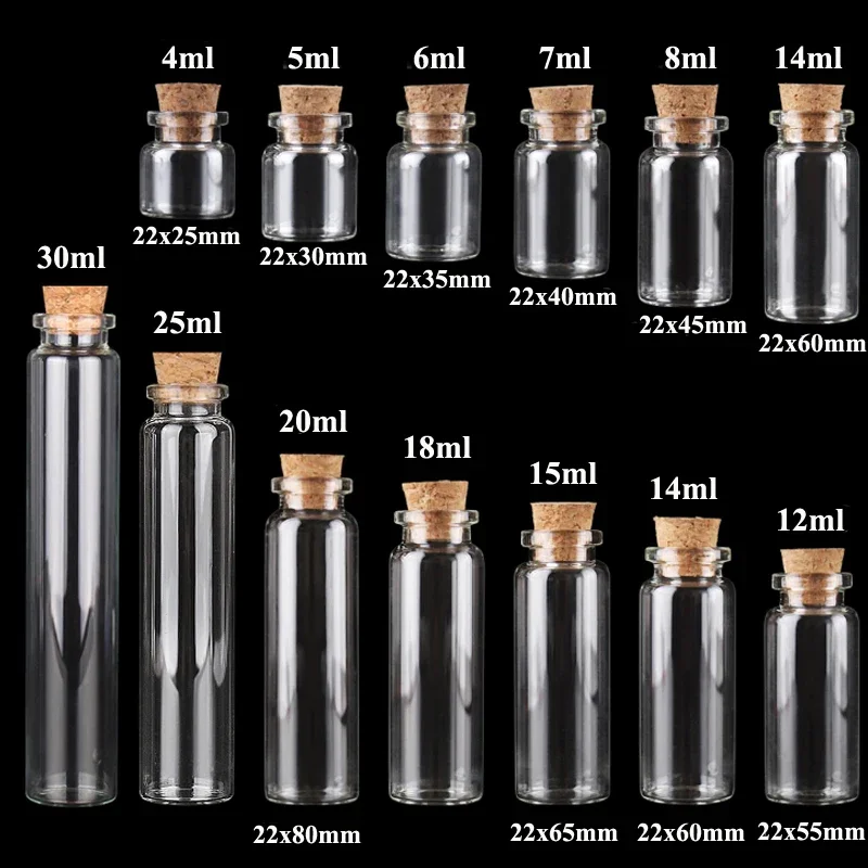 Small Cute Mini Cork Stopper 5pcs-10pcs Glass Bottles Vials Jars Containers Small Wishing Bottle Glass With Cork Stopper