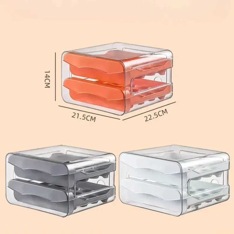 Refrigerator Egg Storage Box with Automatic Rolling Egg Rack Double-layer Food-grade Drawer-style