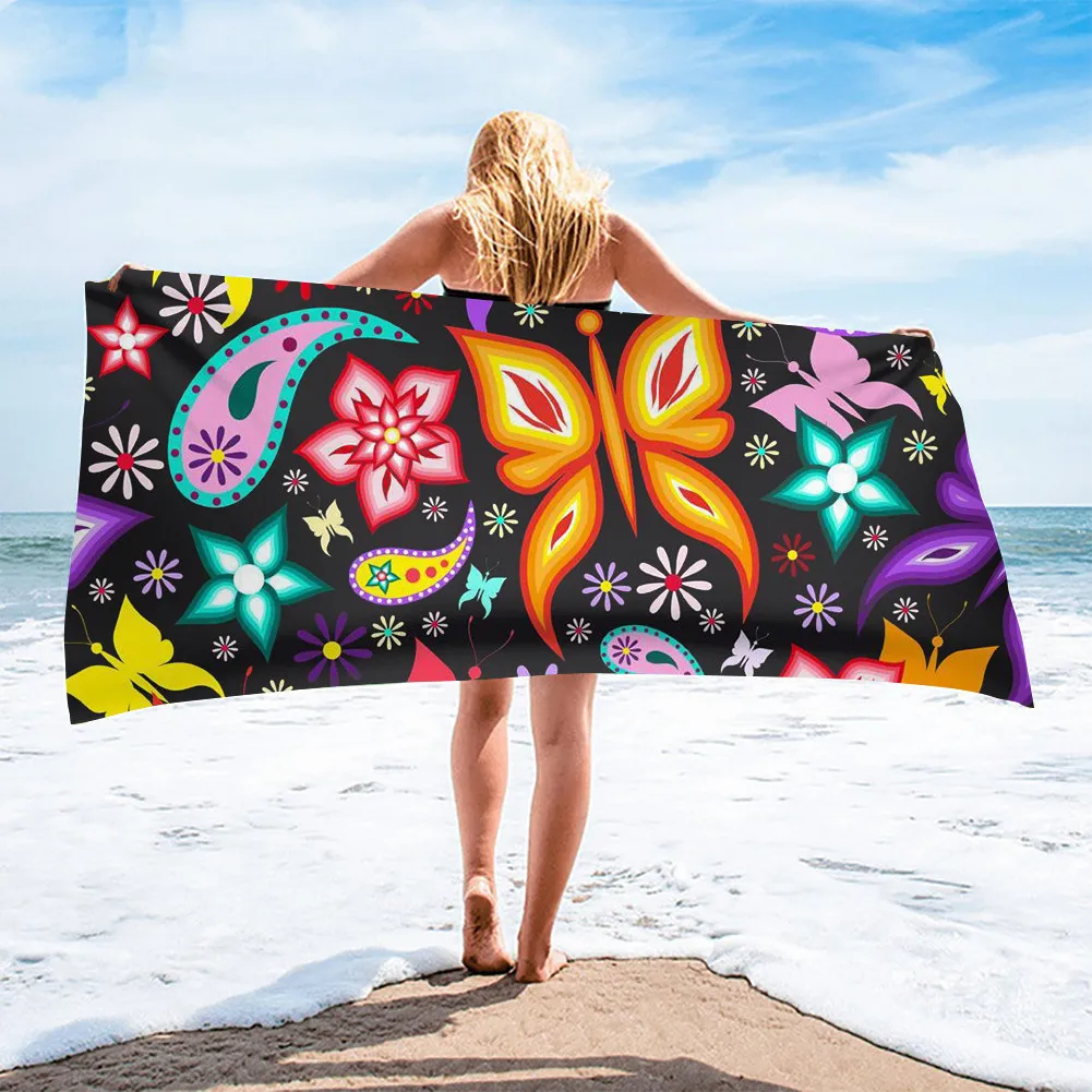 

Colorful Butterfly Design Beach Towel Soft Large Quick-drying Bath Towel for Hotel Home Kids Gym Blanket Travel Swimming Towel